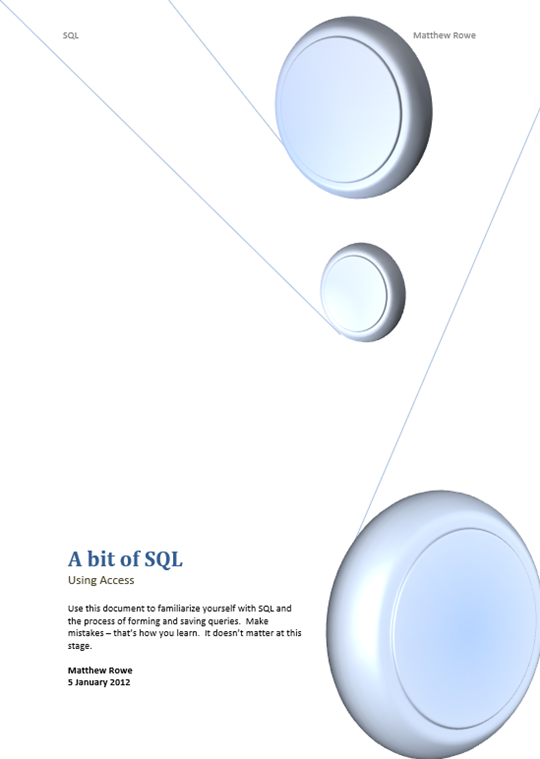 A guide to SQL in Access