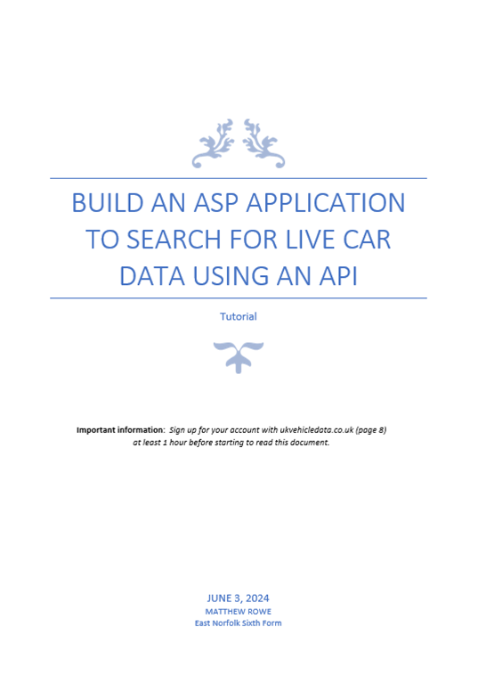 Tutorial 2 - Car Data API in ASP/MVC